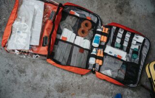 opened fully stocked first aid bag