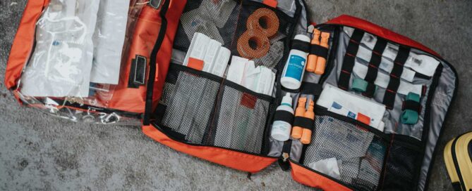 opened fully stocked first aid bag